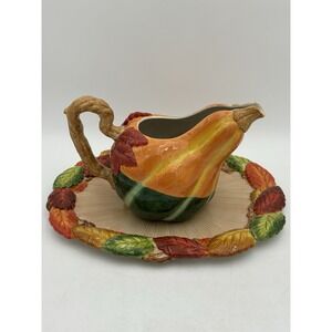 Department 56‎ Harvest Platter & Pitcher Thanksgiving Fall Leaves Gourd